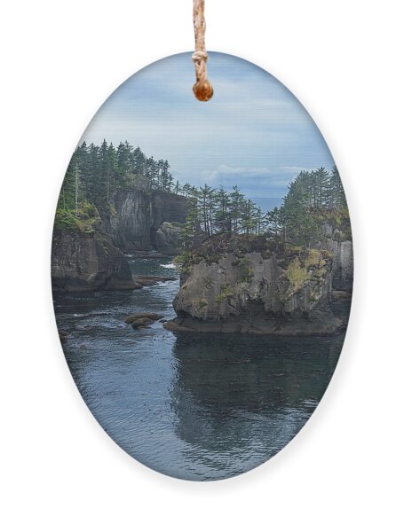 Serene Coastal Rocky Landscape Ornament