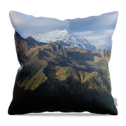 Majestic Andes Mountain Peaks Under Cloudy Sky Throw Pillow