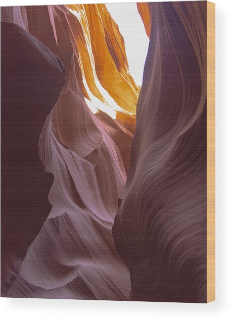 Curves Of Sunlit Antelope Canyon Walls Wood Print
