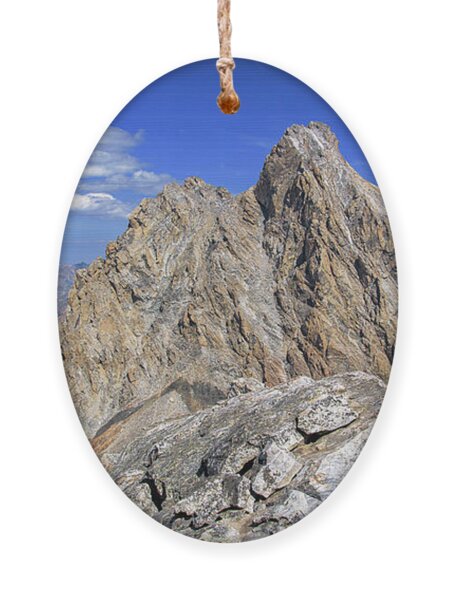Majestic Mountain Peak Under Clear Skies Ornament