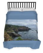 Serene Coastal Cliffs at Dawn Duvet Cover