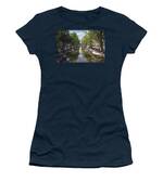 Serene Amsterdam Canal With Boats And Trees Women's T-Shirt
