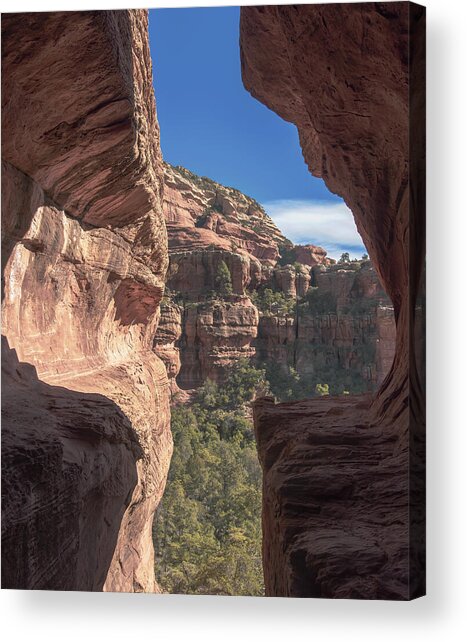 Canyon View Framed By Rocky Cliffs Acrylic Print