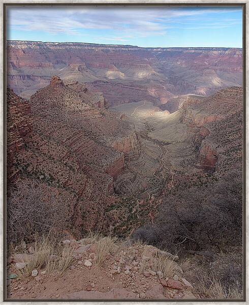 Majestic Grand Canyon Overlook Under Azure Sky Framed Print