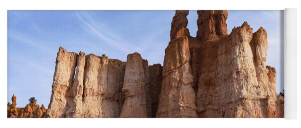 Majestic Rock Formations Under Blue Sky In Bryce Canyon National Park Yoga Mat