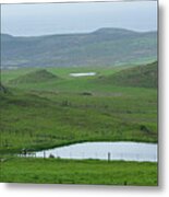 Tranquil Green Hills And Distant Sea Metal Print