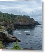 Serene Coastal Cliffs at Dawn Metal Print