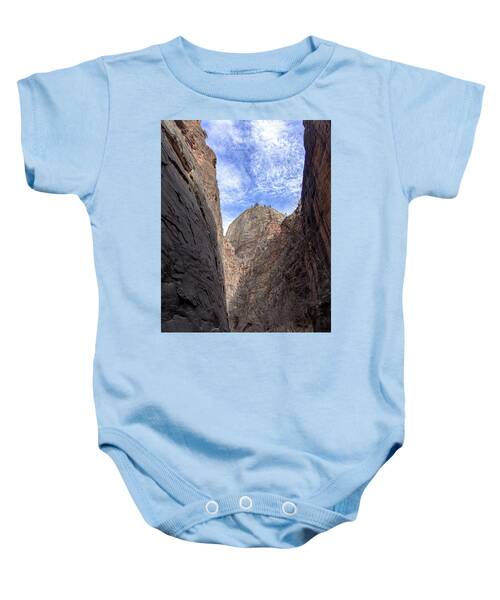 Towering Canyon Cliffs And Blue Sky Baby One-Piece