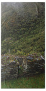Misty Mountain Ruins Beach Towel