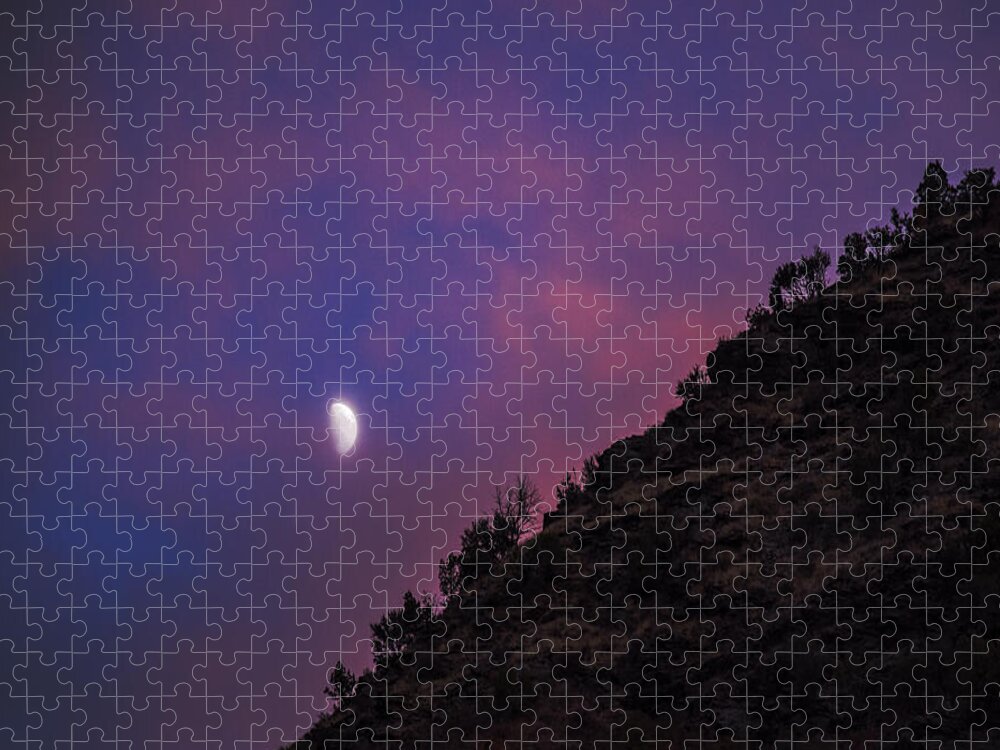 Moonlit Evening Over Silhouetted Hills Jigsaw Puzzle