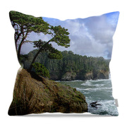 Coastal Serenity With Rugged Cliffs Throw Pillow