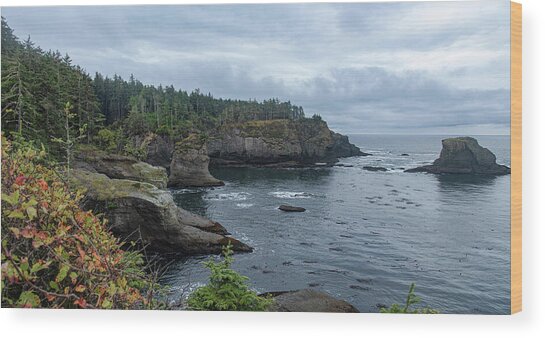 Serene Coastal Cliffs at Dawn Wood Print