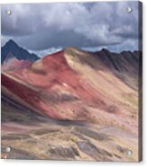 Rainbow Mountain Range Under Cloudy Skies Acrylic Print