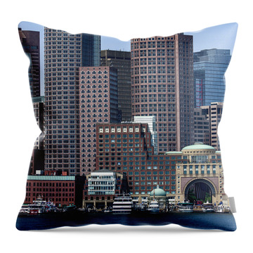 Boston Skyline by the Water Throw Pillow