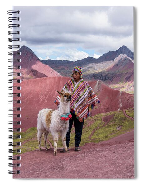 Peruvian Scene With Red Valley And Llama Spiral Notebook