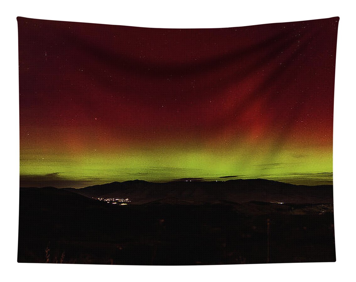 Northern Lights Over Mountain Range Tapestry