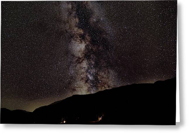 Starry Night Over Mountain Landscape Greeting Card