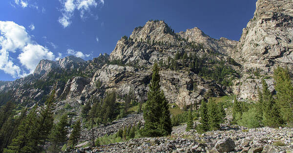 Majestic Mountain Peaks Under Blue Sky In Cascade Canyon Art Print