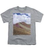 Colorful Mountain Range Under Cloudy Sky Youth T-Shirt