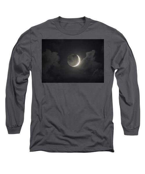 Shimmering Crescent Among Clouds Long Sleeve T-Shirt