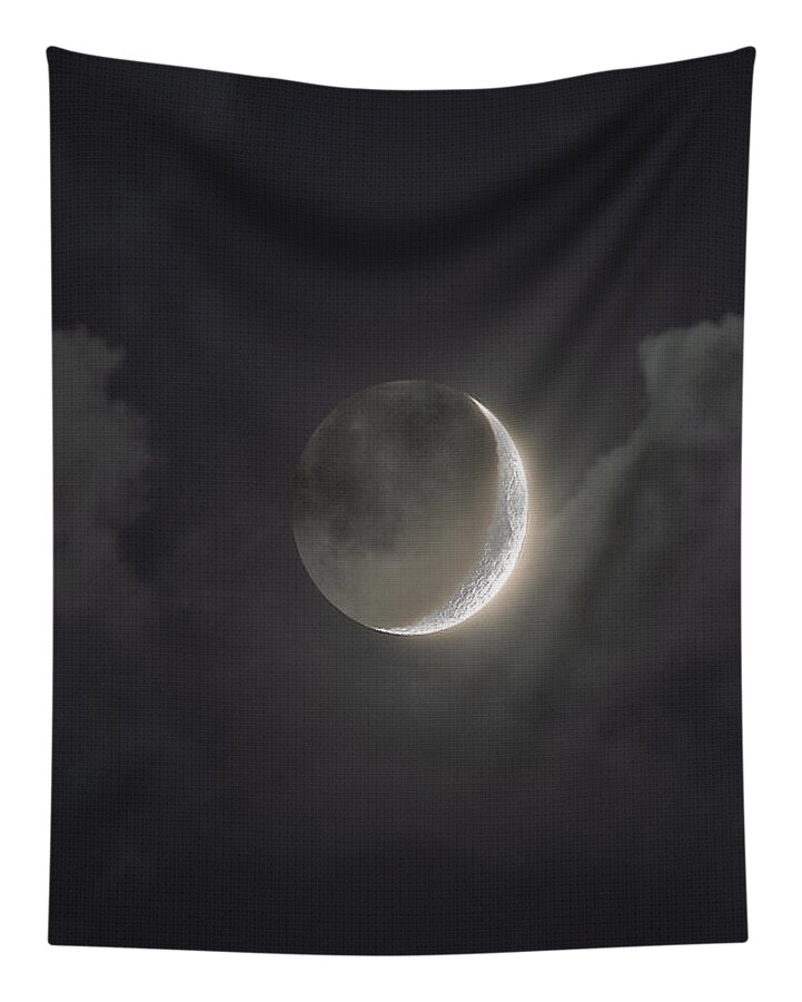 Shimmering Crescent Among Clouds Tapestry
