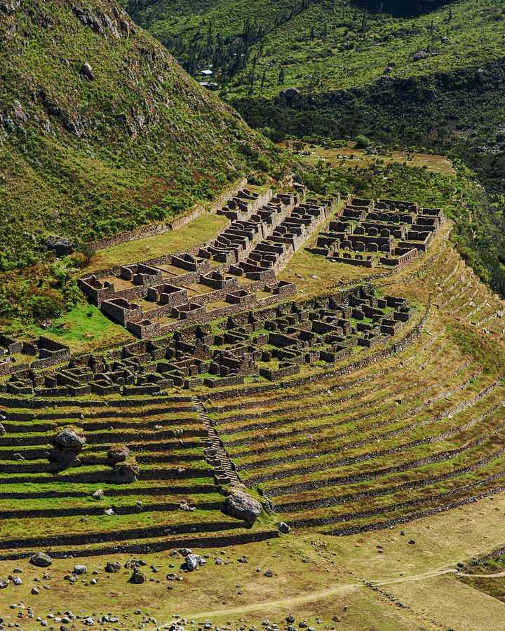 Ancient Terraces and Ruins in Andes Mountains