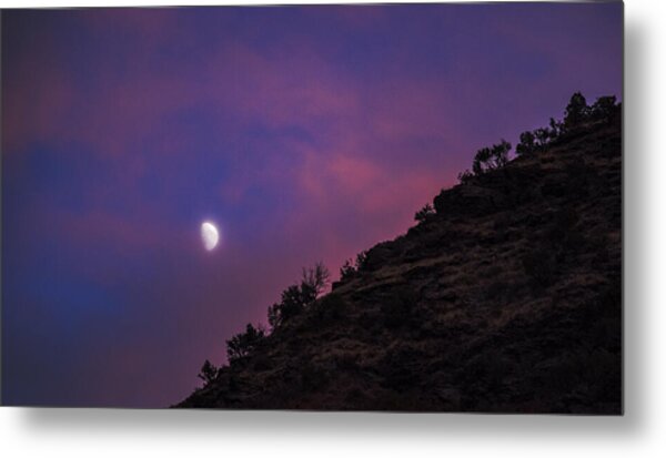 Moonlit Evening Over Silhouetted Hills Metal Print