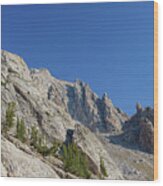 Majestic Mountain Peaks Under Blue Sky Wood Print