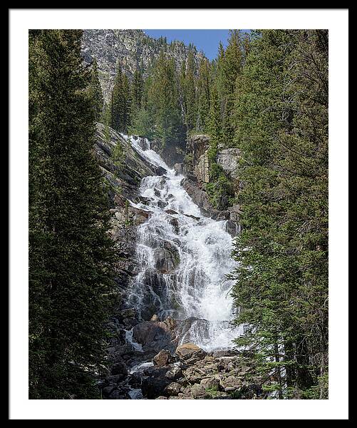 Waterfall Amidst Forest Landscape Framed Print
