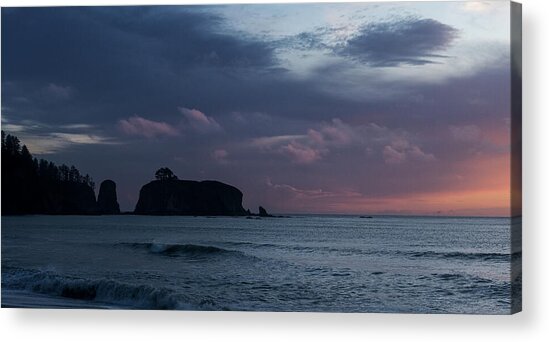 Serene Coastal Sunset with Cliffs Acrylic Print