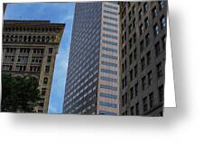 Skyscrapers Against Blue Sky Greeting Card