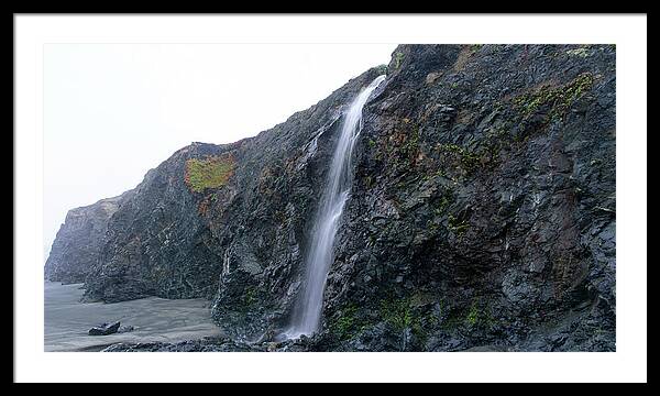 Secluded Coastal Waterfall Cascade Framed Print