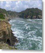 Coastal Bridge Over Rushing Waters Metal Print