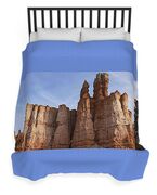 Majestic Rock Formations Under Blue Sky In Bryce Canyon National Park Duvet Cover