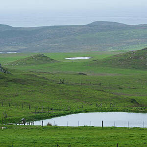 Tranquil Green Hills and Distant Sea by Brandon Wichmann