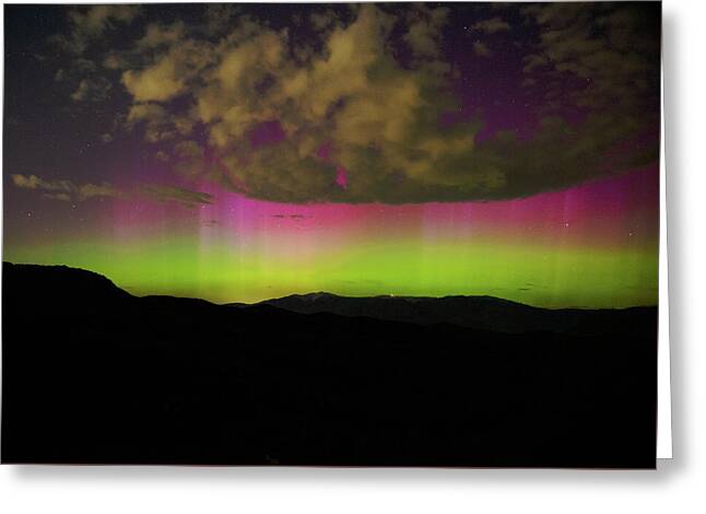 Vibrant Aurora Over Wasatch Mountain Range Greeting Card