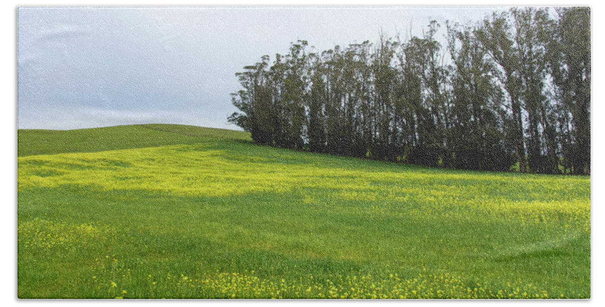 Rolling Hills With Blooming Wildflowers Hand Towel
