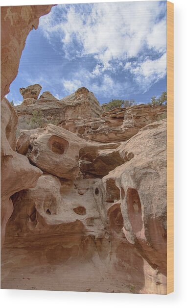 Majestic Rock Formations In Capitol Reef National Park Wood Print