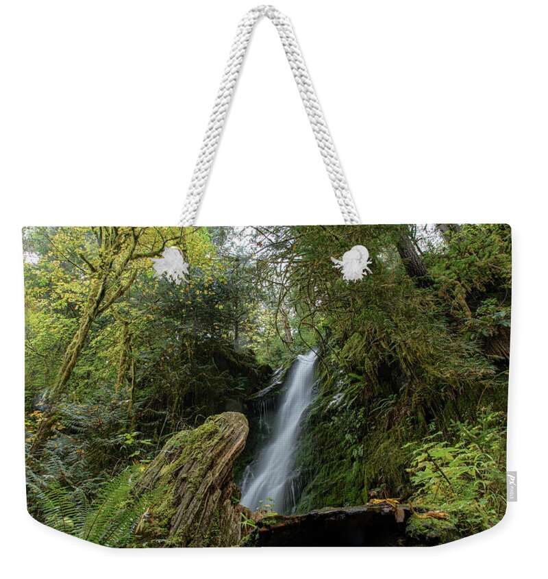 Serene Waterfall in Lush Forest Weekender Tote Bag