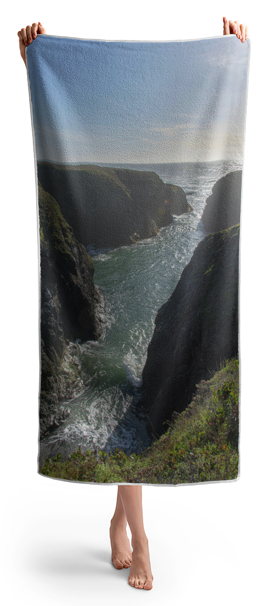 Dramatic Coastal Cliff Scene Beach Towel