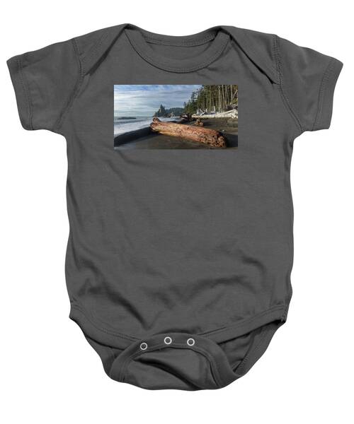 Driftwood on a Pebbled Beach Baby One-Piece
