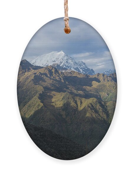 Majestic Andes Mountain Peaks Under Cloudy Sky Ornament
