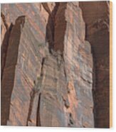 Towering Desert Sandstone Cliffs In Zion National Park Wood Print