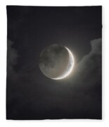 Shimmering Crescent Among Clouds Fleece Blanket