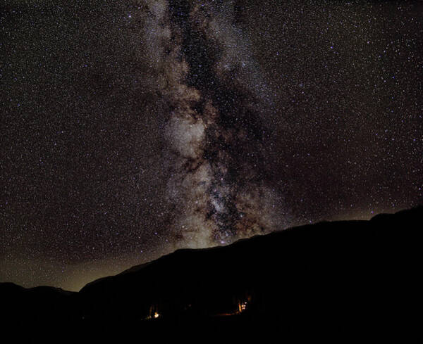 Starry Night Over Mountain Landscape Art Print