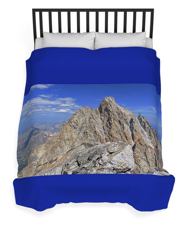 Majestic Mountain Peak Under Clear Skies Duvet Cover