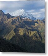 Majestic Andes Mountain Peaks Under Cloudy Sky Metal Print