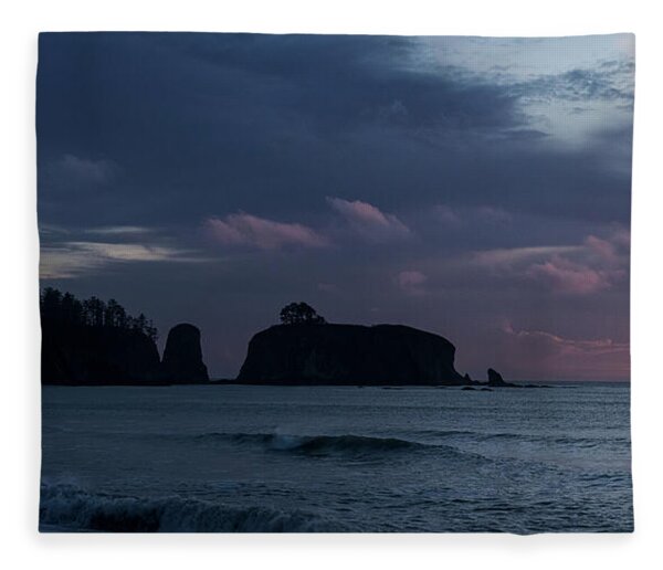 Serene Coastal Sunset with Cliffs Fleece Blanket