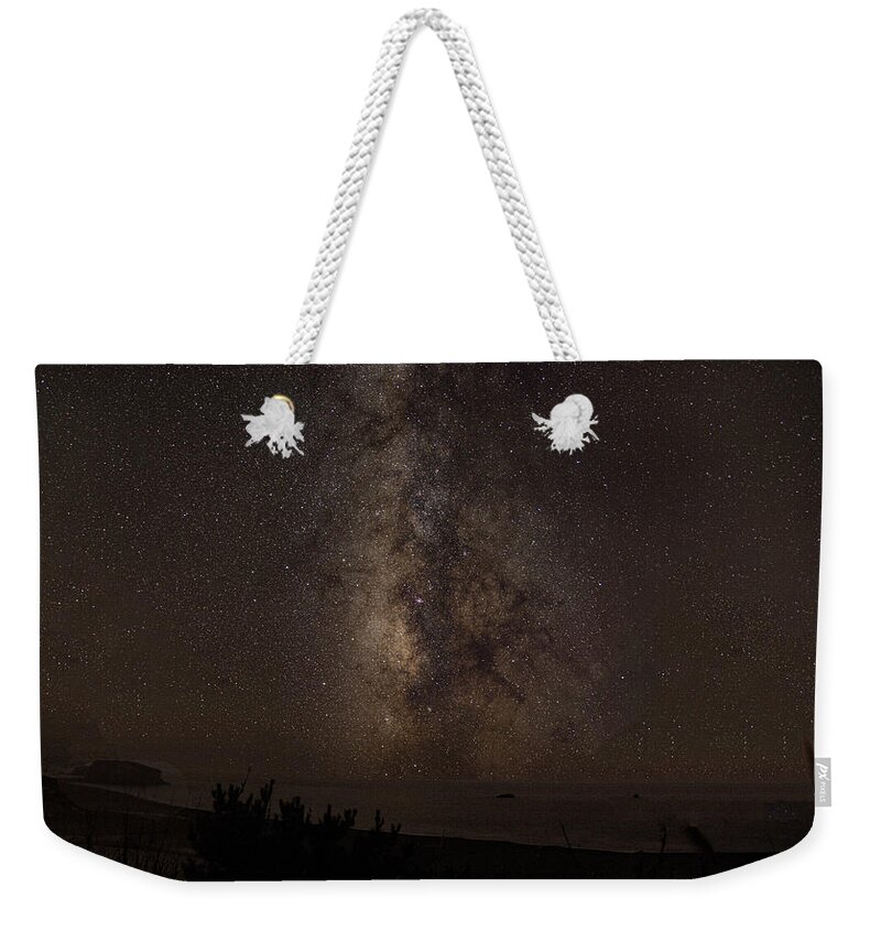 Milky Way Over Tranquil Shoreline Weekender Tote Bag