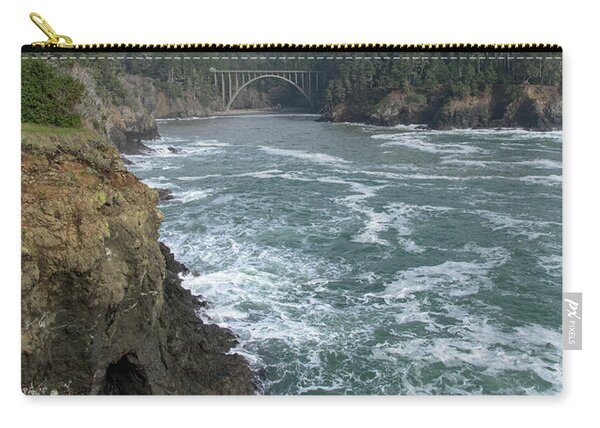 Coastal Bridge Over Rushing Waters Zip Pouch
